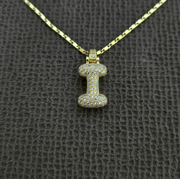 Gemelli👭 Puffy Pave Cubic Zirconia💎 Letter "I" Initial Pendant Necklace - NWT - Picture 14 of 16